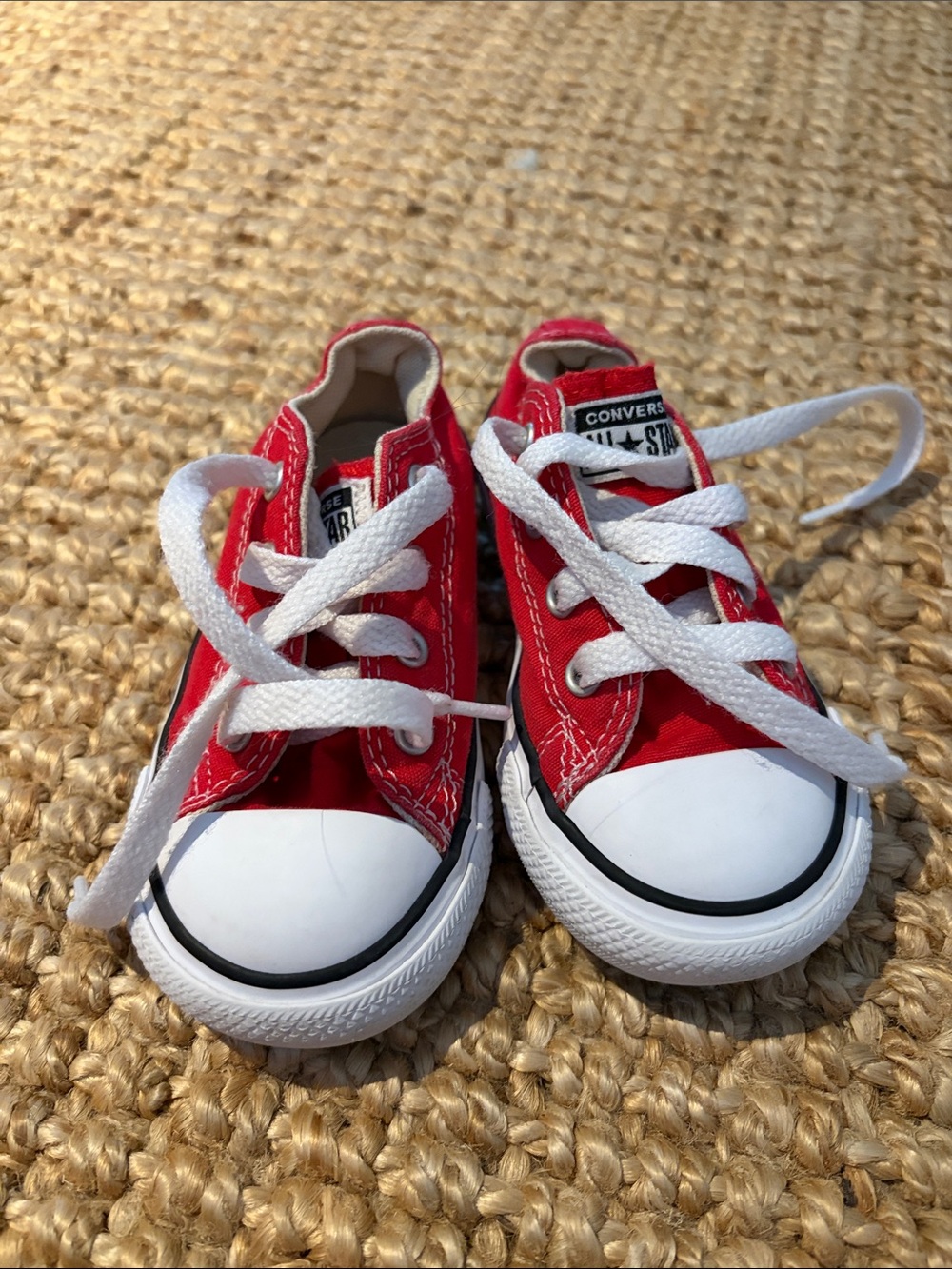 Converse Kids Red Canvas Low-Top Sneakers with White Laces